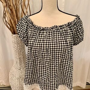 Almost Famous Black Gingham Top